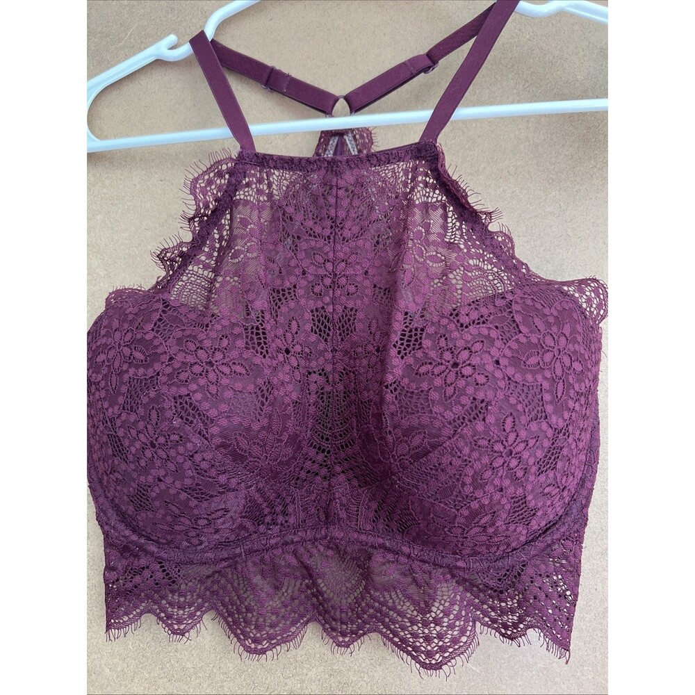 PINK Victoria's Secret Lace Bralette Womens Burgundy  Size S D-DD Push Up